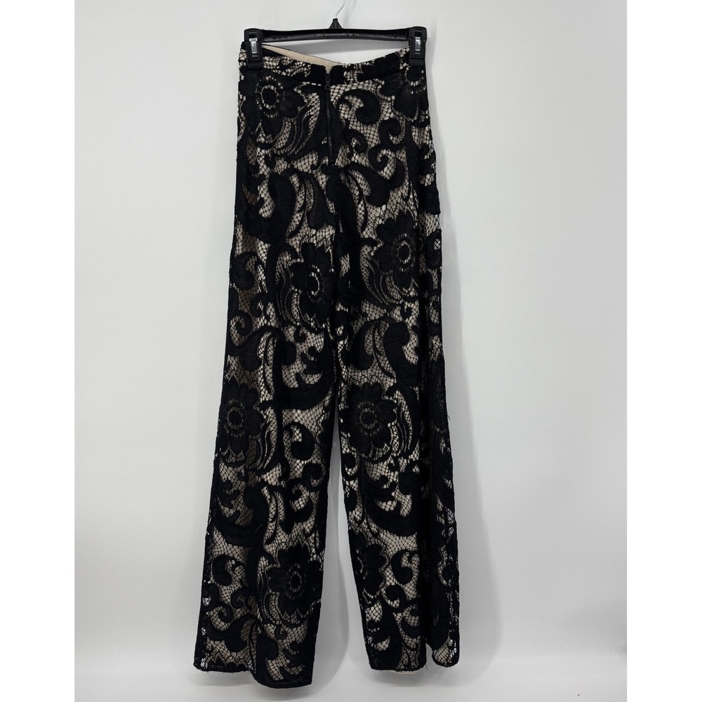 Alice + Olivia Black Lace Wide Leg Jumpsuit Pants
